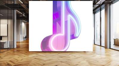 Music note png 3D neon icon, transparent background Wall mural