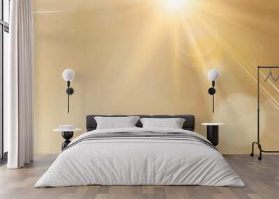 Natural light lens flare on gold background sun ray effect Wall mural