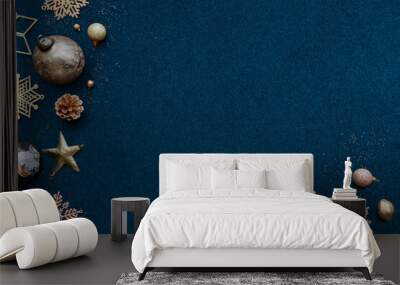 Navy blue Christmas frame design Wall mural