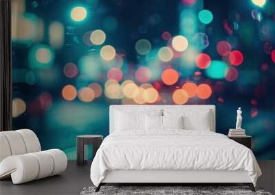 Night light boke lighting city illuminated. Wall mural