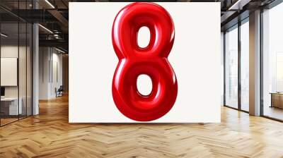 Number eight red  3D balloon illustration Wall mural