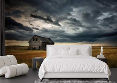 Old farmstead architecture landscape building. Wall mural