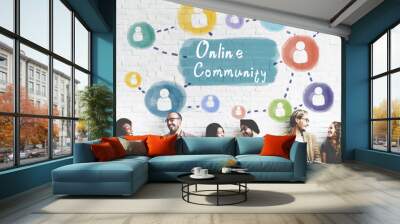 Online Community Sharing Communication Society Concept Wall mural