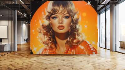 orange art portrait painting. Wall mural