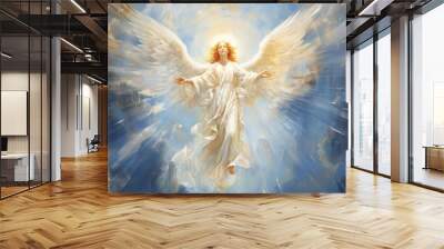 Painting of heaven angel representation spirituality. Wall mural