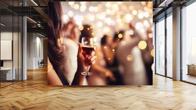 Party celebration defocused holding. Wall mural