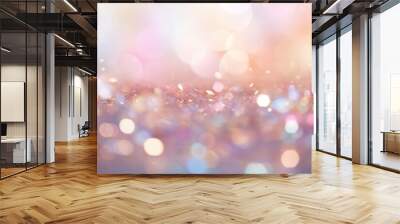 Pastel glitter bokeh christmas bright illuminated. Wall mural