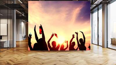 people celebration beach party summer holiday vacation concept Wall mural