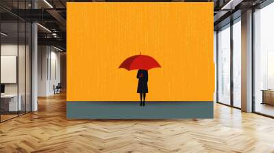 Person holding umbrella. Wall mural