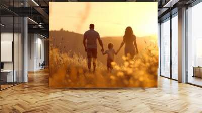 Person interacting with family adult child togetherness. Wall mural