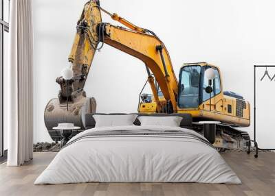 Photo of excavator  white background construction. Wall mural