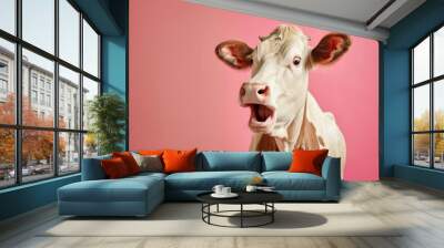 Photo of shocked cow livestock animal cattle. Wall mural