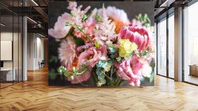 Pink flower bouquet Wall mural