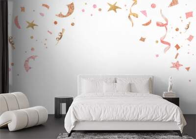 Pink png ribbons festive new year party frame Wall mural