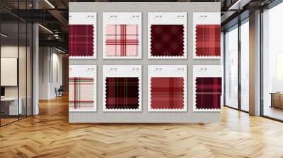 Plaid pattern fabric sample swatch design element vector set Wall mural