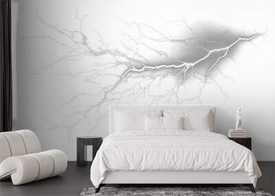 PNG  *photo of thunder*, isolated on black background --ar 3:2 Wall mural