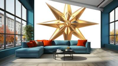 PNG A Christmas star gold christmas white background. Wall mural