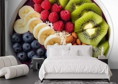 PNG Acai bowl blueberry raspberry breakfast. Wall mural