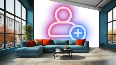 Png add friend pink icon for social media app neon style Wall mural