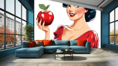 PNG Apple apple fruit adult. Wall mural