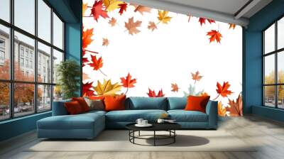 PNG Autumn leaves frame border, transparent background Wall mural