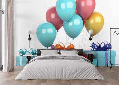 PNG Balloon birthday gift box. Wall mural