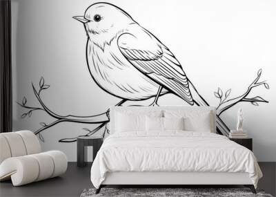 PNG Bird outline sketch drawing animal illustrated. Wall mural