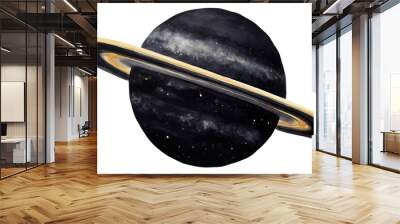 PNG Black color saturn astronomy planet space. Wall mural