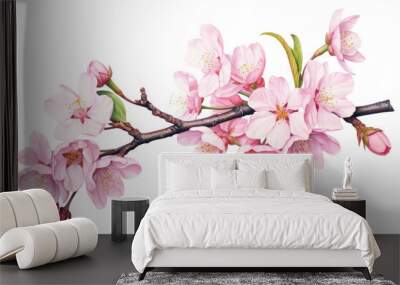 PNG Blossom flower cherry plant transparent background Wall mural