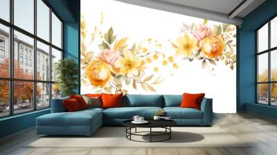 PNG Bouquet border frame painting pattern flower Wall mural