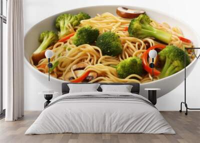 PNG Bowl broccoli noodle food. Wall mural