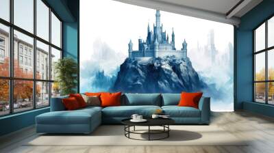 PNG Castle architecture building outdoors, digital paint illustration. AI generated image Wall mural