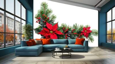 PNG  Christmas corner arrangement christmas flower plant. Wall mural