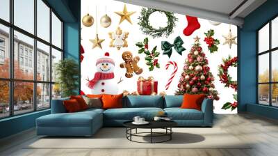 PNG Christmas element set, transparent background Wall mural