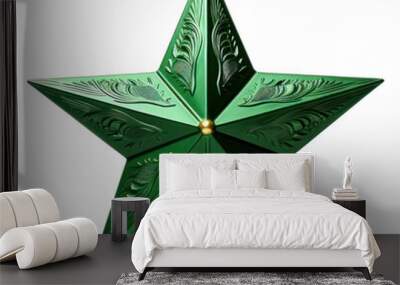 PNG Christmas green star white background. Wall mural