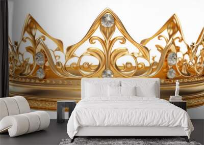 PNG Crown jewelry gold white background. Wall mural