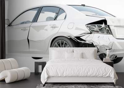 PNG Damaged white car accident illustration Wall mural