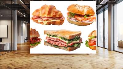 PNG Delicious assorted breakfast sandwiches set Wall mural