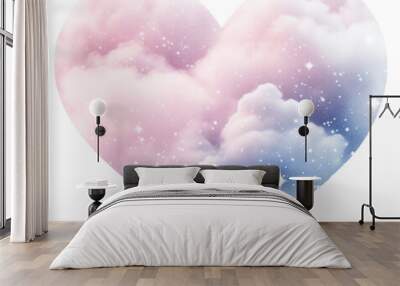 PNG  Dreamy heart-shaped cloud illustration Wall mural