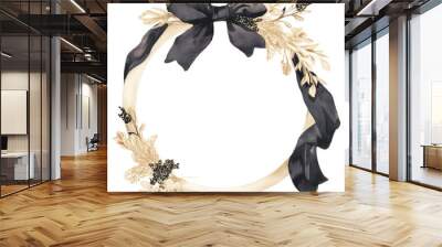 PNG  Elegant floral wreath illustration Wall mural