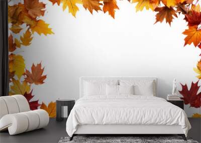 PNG Fall leaves frame backgrounds maple plant. Wall mural