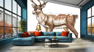 PNG Festive reindeer with snowflakes Wall mural