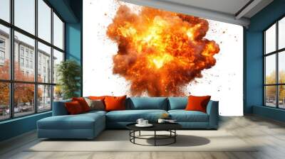 PNG Fire bomb explosion flames high explosive. Wall mural