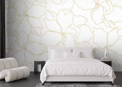 Png floral pattern background transparent with hand drawn gold flower Wall mural