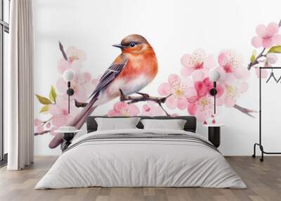 PNG Flower bird blossom branch. Wall mural