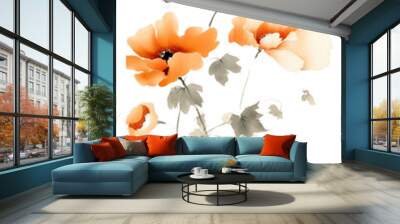 PNG Flowers with butterfly painting poppy plant. Wall mural