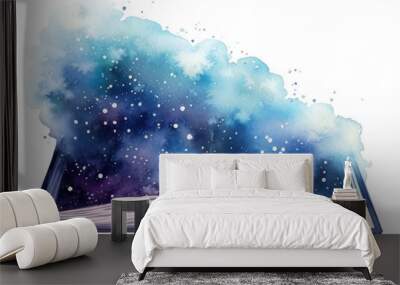 PNG  Galaxy Water color element of book publication galaxy star. Wall mural