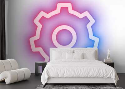 Png gear setting pink icon for social media app neon style Wall mural