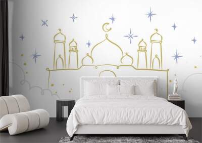 Png gold islamic architecture in doodle style Wall mural