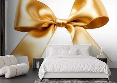 PNG Gold ribbon font bow white background. Wall mural